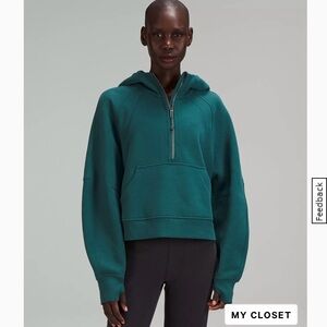 Teal Half-Zip Hooded Sweatshirt - Women